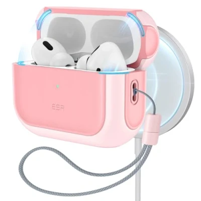 Bild av ESR fodral för AirPods Pro 2, 2:a/1:a generationen (2023/2022/2019) med HaloLock, MagSafe aktiverat fodral, fallskydd, magnetisk stängning, Orbit serien, rosa