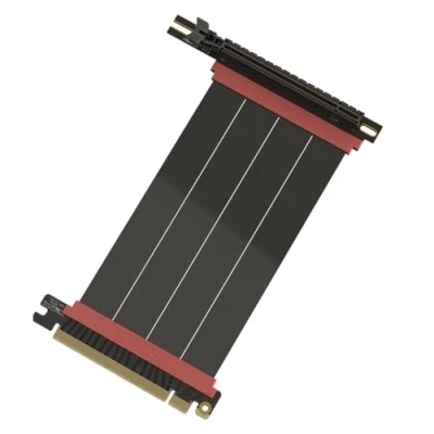 Bild av LINKUP AVA5 PCIE 5.0 Riser kabel Klar för RTX5090 RX9070 GPU Hastighet x16 128 GB/s Kompatibel med 4.0 &amp; WRX80/WRX90E Rätt vinkel svart 15 cm (total längd 19 cm)