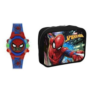 Bild av Spiderman pojke digital kvartsklocka med polyuretanrem SPD4504ARGSET AMZ, BLÅ, Modern