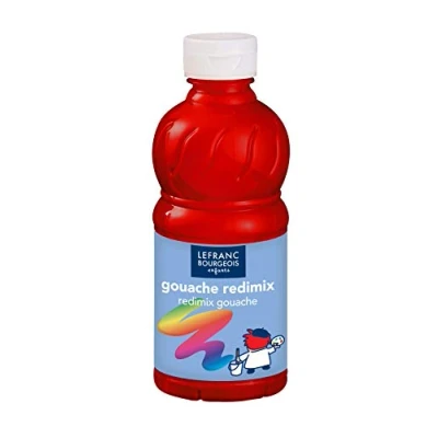Bild av Lefranc Bourgeois 807524 Barn färdig att använda flytande Tempera Redimix Gouache färg, 250 ml flaska, primär röd