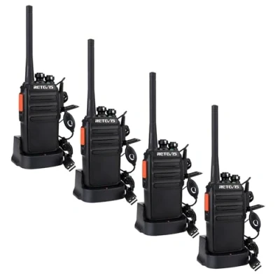 Bild av Retevis RT24 Walkie Talkies för vuxna, uppladdningsbar 2 vägsradio långdistans PMR446 licensfri 16 kanaler CTCSS/DCS, tvåvägsradio med öronsnäcka och USB laddningsbas (svart, par)