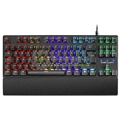 Bild av Mars Gaming MKXTKLBPT, ultrakompakt mekaniskt tangentbord TKL RGB, handledsstöd, switch OUTEMU SQ blå, portugisiska språk