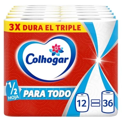 Bild av Colhogar Paratodo Maxirolls 6 x 2, Multipurpose kökspapper, Pappershandduk Rullar för Triple Duration Kitchen Absorbent, 12