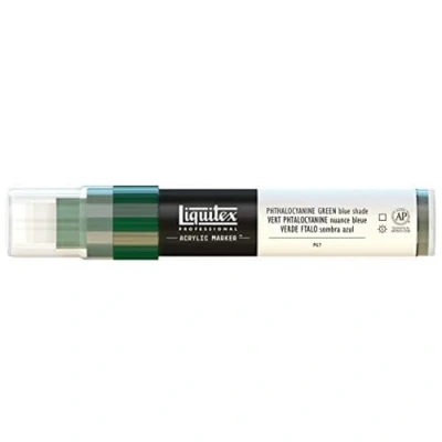 Bild av Liquitex 4610317 Professional Paint Marker, akrylmärkpenna med högpigmenterad vattenbaserad akrylfärg för inomhus och utomhusbruk, bred spets ftalogrön blå