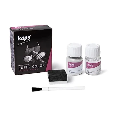 Bild av Kaps Dye Super Color + Preparera (25 ml vardera), Professionell läderfärg För Naturläder, Konstläder och Tyg, näring Reparation av Läderskor i Olika Färger (101 Vit)