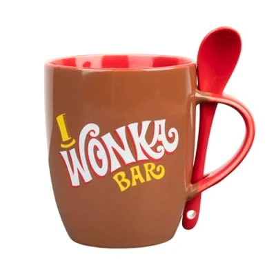 Bild av Grupo Erik Willy Wonka Ceramic Mug With Spoon 38 cl / 380 ml 12.8 oz Coffee Tea Cool Gifts Bar &amp; The Chocolate Factory