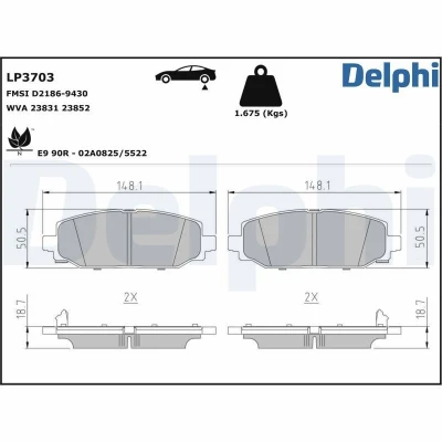 Bild av Bromsbeläggssats, skivbroms DELPHI LP3703