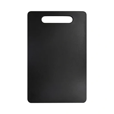 Bild av Skärbräda i plast med handtag, matsäkert PP material, BPA fri, diskmaskinsäker, tjock skärbräda, stor storlek (15,5 x 10), enkelt grepphandtag, för kök (svart)