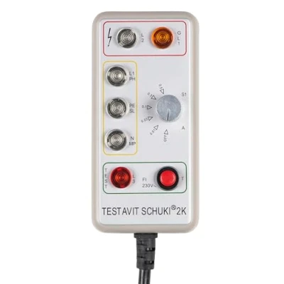 Bild av Testavit Schuki 2K uttagstestare med RCD test justerbar nominell restström, elektrikerverktyg (LED display, 230 V, säker testning), Grå