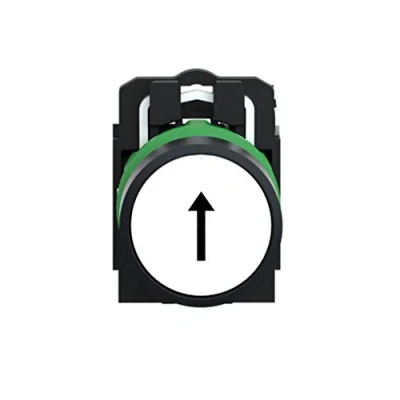 Bild av Schneider Electric Harmony push button complete with spring return and flat touch surface in white black arrow 1xno xb5aa3341