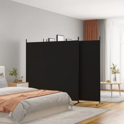 Bild av vidaXL Rumsavdelare 4 paneler svart 698x180 cm tyg, vikbar avdelare, vikbara rumsavdelare, skärmväggar, skärmvägg, skiljevägg