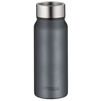 Bild av THERMOcafé av THERMOS TC DRINKING MUG grå mat 0,50 l, termosmugg rostfritt stål, isoleringskopp, kaffemugg to go, läckagesäker, 9 timmar varm 18 timmar, kall, diskmaskinssäker, BPA fri