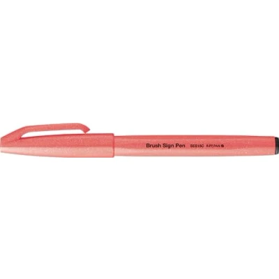 Bild av Pentel SES15C FBX Brush Sign Pen neonröd, fiberpenna, penselliknande spets, 1 styck