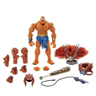 Bild av Masters of the Universe Masterverse stor Beast Man actionfigur, MOTU samlarleksak med tillbehör, HGW41