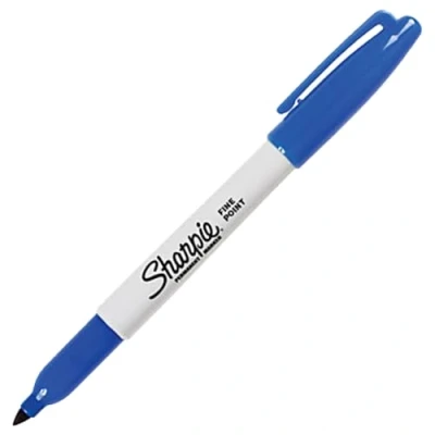 Bild av Sharpie Fine Point fin spets blå permanent markör (blå, spets, flerfärgad, fin, metall, papper, plast)
