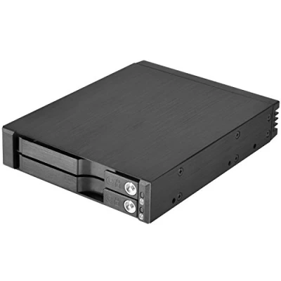 Bild av SilverStone SST FS202B facklöst aluminiumställ mobilt ställ bakplans/intern hårddiskhölje för 2 x 2,5 tum SAS/SATA HDD eller SSD, passar i alla 3,5 tums enhetsfack, med lås, svart