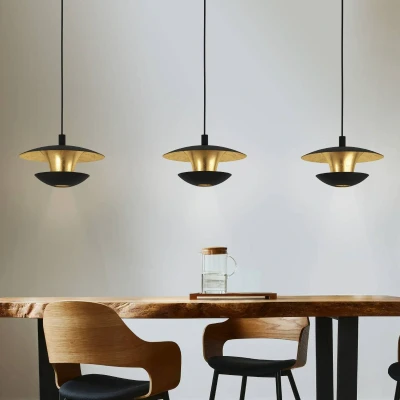 Bild av EGLO LED hänglampa Nuvano, 3 lampor, svart/guld