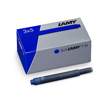 Bild av Lamy T10 Set med 3 bläckpatroner stort bläcklager, lämpliga för alla patronreservoarmodeller, innehåll 1,25 ml per patron, 5 stycken paket bläckfärg blå