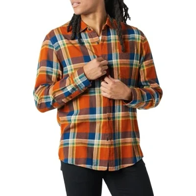 Bild av Amazon Essentials Men&#039;s Långärmad flanellskjorta (finns i Big &amp; Tall), Blå Rost Orange Rutig, XXL