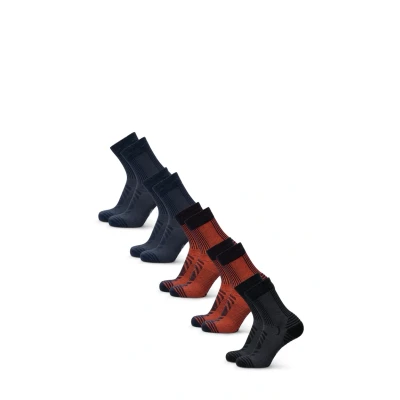 Bild av DANISH ENDURANCE Varma vandringsstrumpor i Merinoull, Vandring, För Män &amp; Kvinnor, 3 pack eller 5 pack, Flerfärgad (2xMarinblå, 2xMarinblå/Orange, 1xSvart), 39 42