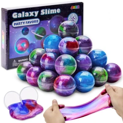 Bild av JOYIN slime kit (grön), 24 pack Galaxy Ball partypresenter fluffig, icke klibbig, smutsfri, stressreducerande, för flickor och pojkar barns födelsedagskalas presentset