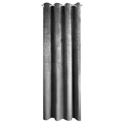 Bild av Eurofirany Pierre gardin sammet öljetter vardagsrum sovrum modern klassisk metallöljetter 1. STK 215 g/m², grå, 140 x 250 cm