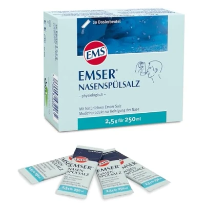 Bild av Emser nässköljsalt fysiologiskt för att förebygga förkylning, allergier och näsvård / 20 x 2,5 g påse