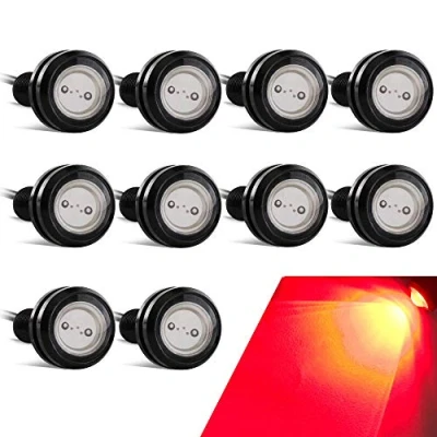 Bild av Yifengshun 10 st superljusa 23 mm örnöga ljus LED varselljus DRL hög effekt 9 W dimljus backup markörlampor för bil, motorcykel, släpvagn 12 V (röd)