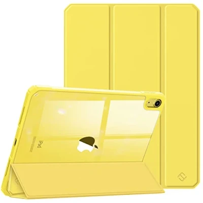 Bild av Fintie Hybridfodral för iPad 10. Generation 2022, 10,9 fodral ultratunt skyddsfodral med transparent baksideskydd som automatiskt sömn/vax, gul