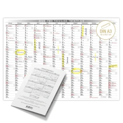 Bild av TOBJA väggkalender 2025, A3 format, tydlig kalender för 2025 med helgdagar och veckonummer årskalender DIN A3, 30 x 42 cm (tysk version)