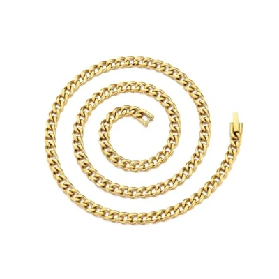 Bild av Philip Jones Män 6 mm guldpläterat Rostfritt stål pansarkedja halsband 45 cm 50 55 61 cm, 18 Inch, stål, Ingen ädelsten