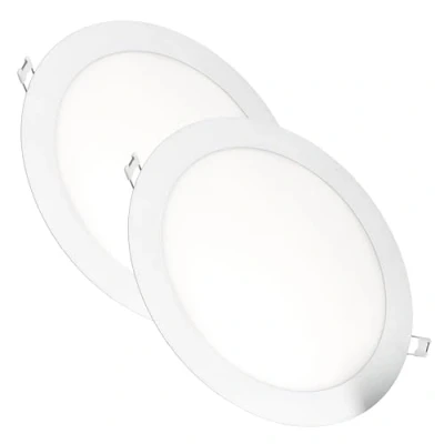 Bild av JANDEI 2 x 18W rund platt infälld LED downlight, 3000K/4200K/6000K matt vit aluminiumring, för 200 205 mm axelvit [energieffektivitetsklass A +] (4200K)