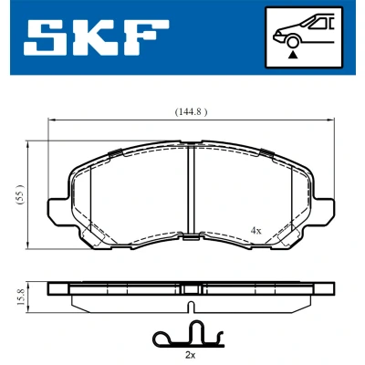 Bild av SKF VKBP 80169 A Jeu de plaquettes frein avec indicateur d&#039;usure MITSUBISHI: ASX SUV, OUTLANDER 3, Lancer 8 Limousine