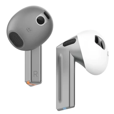 Bild av elago 2 par Galaxy Buds 3 öronsnäckor fodral designade för 3, [passande fodral] halkfritt silikonfodral, repbeständigt, installationshandbok (1 vardera) (mörkgrå/vit)
