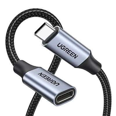 Bild av UGREEN USB C förlängning 10 Gbps 3.2, förlängningskabel 100W/4K 60Hz kompatibel med iPhone 15, M3 MacBook Pro/Air, iPad Air 2024, Galaxy S24 Ultra Switch konsoler etc. (Grå, 0.5M)