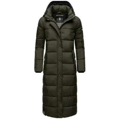 Bild av Navahoo Damvinterkappa, varm quiltad kappa, lång med avtagbar huva, Isalie XS 3XL, Mörk oliv, 3XL
