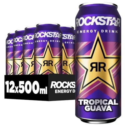 Bild av Rockstar Energy Drink Punched Tropical Guava koffeinhaltig läskedryck för energispark, engångs (12 x 500 ml)