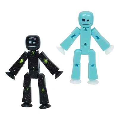 Bild av Zing StikBot Dual Pack inkluderar 2 StikBots Samlarobjekt actionfigurer och tillbehör, Stop Motion Animering, Åldrar 4 uppåt (isblå + solid svart gnista)