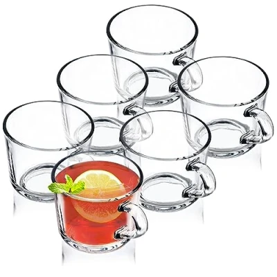 Bild av KADAX teglas, set om 6, glas med handtag, glaskoppar för 6 personer, diskmaskinssäkra, dricksglas te, kaffe, vatten, juice, dryck, juiceglas, vattenglas,