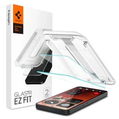 Bild av Spigen AlignMaster Skärmskydd kompatibel med Nothing Phone (3a), (3a) Pro, 2 Stycken, met sjabloon voor installatie, kristallklart, Responsiv Touch, Case friendly, 9H härdat Glas