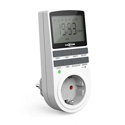 Bild av ANSMANN timer, uttag, digital med 10 omkopplingstider, LCD skärm, slumpmässig funktion, sommartimer, 3680 W, veckotimer, vit