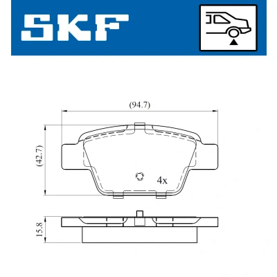 Bild av SKF VKBP 90315 Jeu de plaquettes frein non préparé pour indicateur d&#039;usure FIAT: Stilo Van / Break