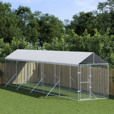 Bild av Hundgård med tak silver 2x10x2,5 m galvaniserat stål