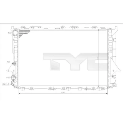 Bild av TYC 702 0027 Radiateur du moteur 632 415 34 ailettes jointes mécaniquement AUDI: 100 C4 Avant, Berline, A6 Berline