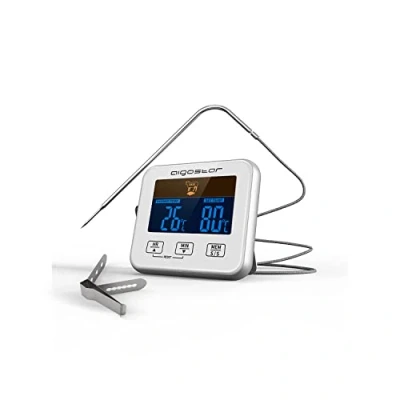 Bild av Aigostar Elliott Kökstermometer/Timer, Digital kökstermometer med sond och programmerbar temperatur; LCD display, alarmfunktion, magnetisk fästning för ugn.