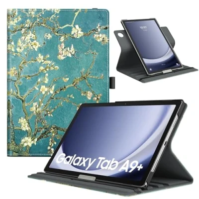 Bild av TiMOVO vridbart fodral för Samsung Galaxy Tab A9+/A9 Plus 11 tum 2023 SM X210/X216/X218, 90 graders stativ fodral, automatisk sömn/väckning skyddsfodral A9 surfplatta, aprikos