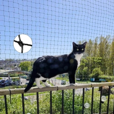 Bild av Katt balkong säkerhetsnät 2 x 1,5 m svart