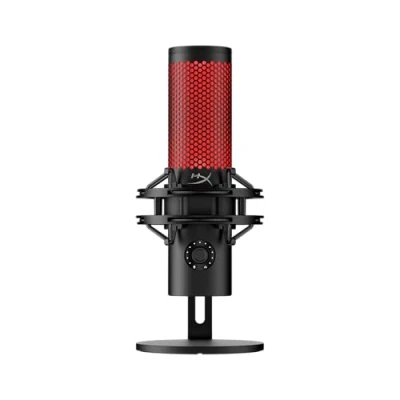 Bild av HyperX Quadcast 2 USB spelmikrofon, streaming, podcast, fyra polära mönster, kontroller, LED, vibrationsdämpning, för PC, PS4, PS5, Mac, svart och röd