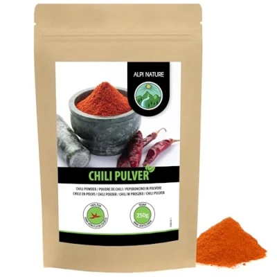 Bild av Chilipulver (250 g), chilipulver, chilipepparmalda 100 % naturliga och utan tillsatser, chilimald, chilikrydda