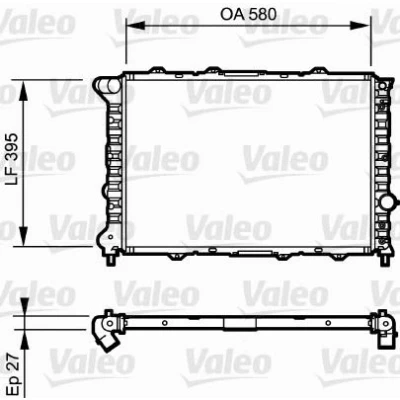 Bild av VALEO 732248 Kylare, motorkylning Aluminium 580mm 394mm 24mm utan kylmedelsregulator Kylflänsar mekaniskt fogade ALFA ROMEO: 156 Sedan